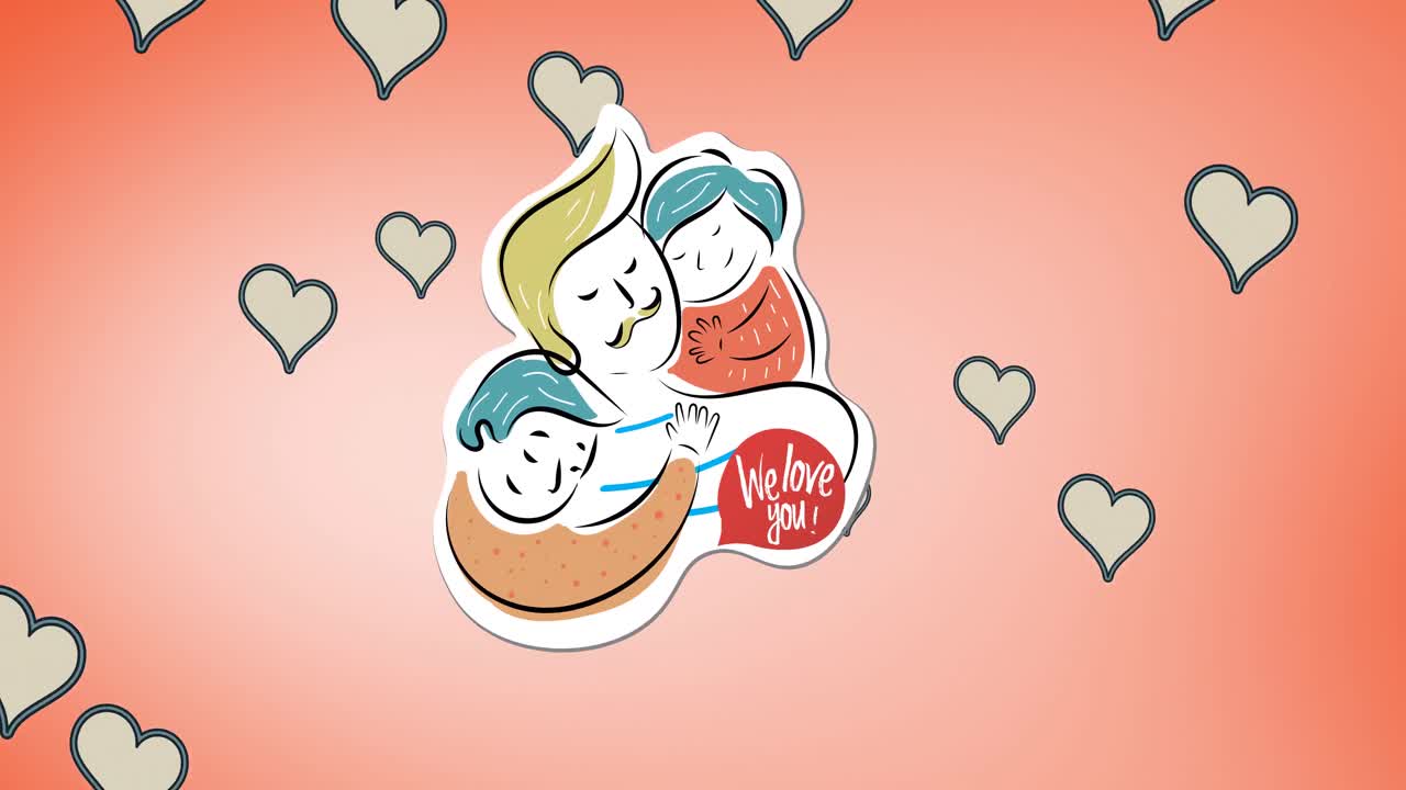 가족의 구성 심장 아이콘을 포옹