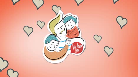composición de la familia abrazando más de los iconos del corazón