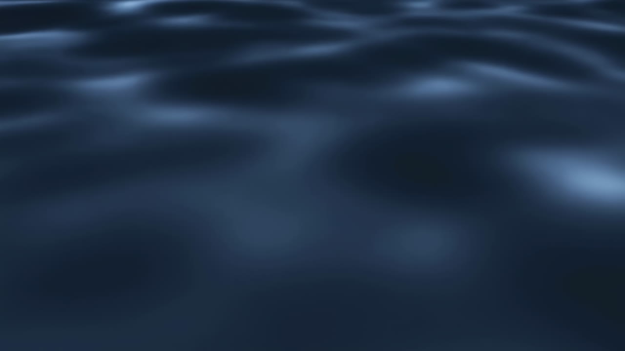 Superficie scura dell'oceano con lievi increspature, bagliore di luce fioca sulle onde ondeggianti, toni blu scuro profondi, calma