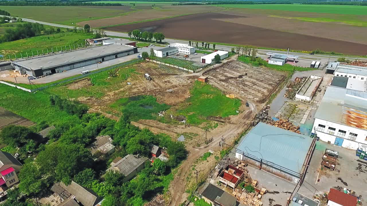 Aerial view of construction site. Preparation of the site for the construction