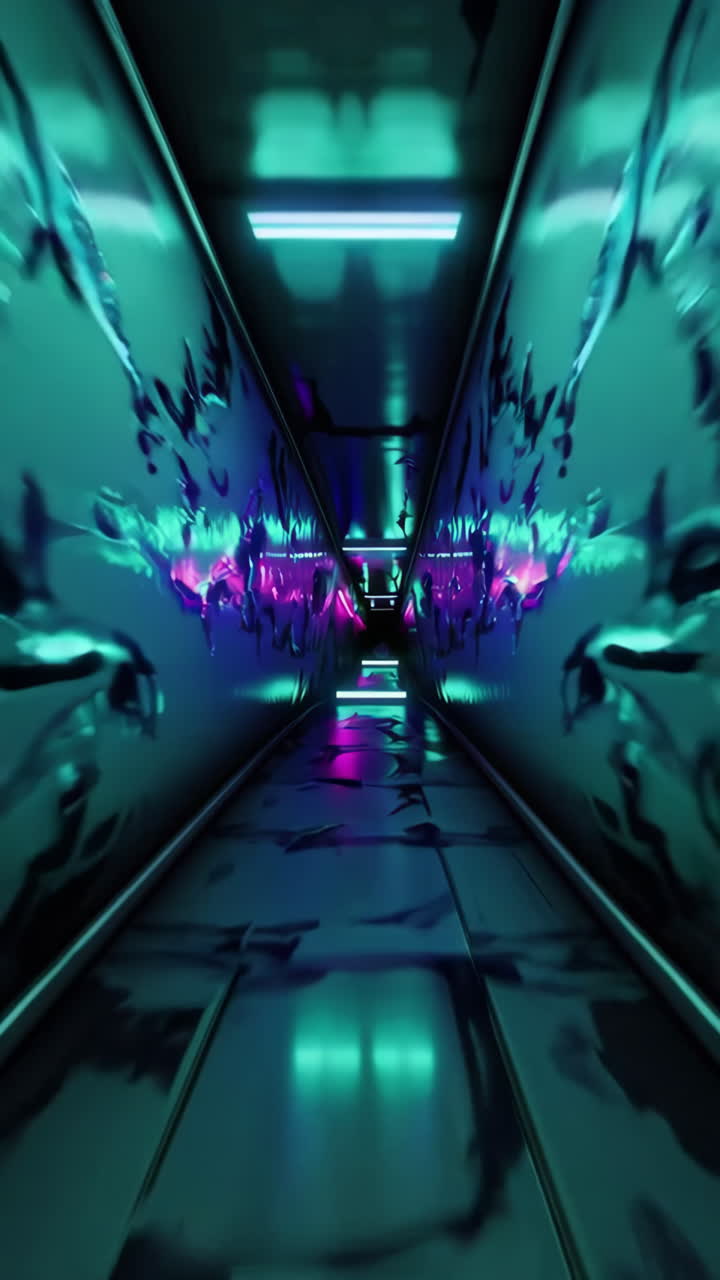 Neon Glowing Tunnel 3D Background
