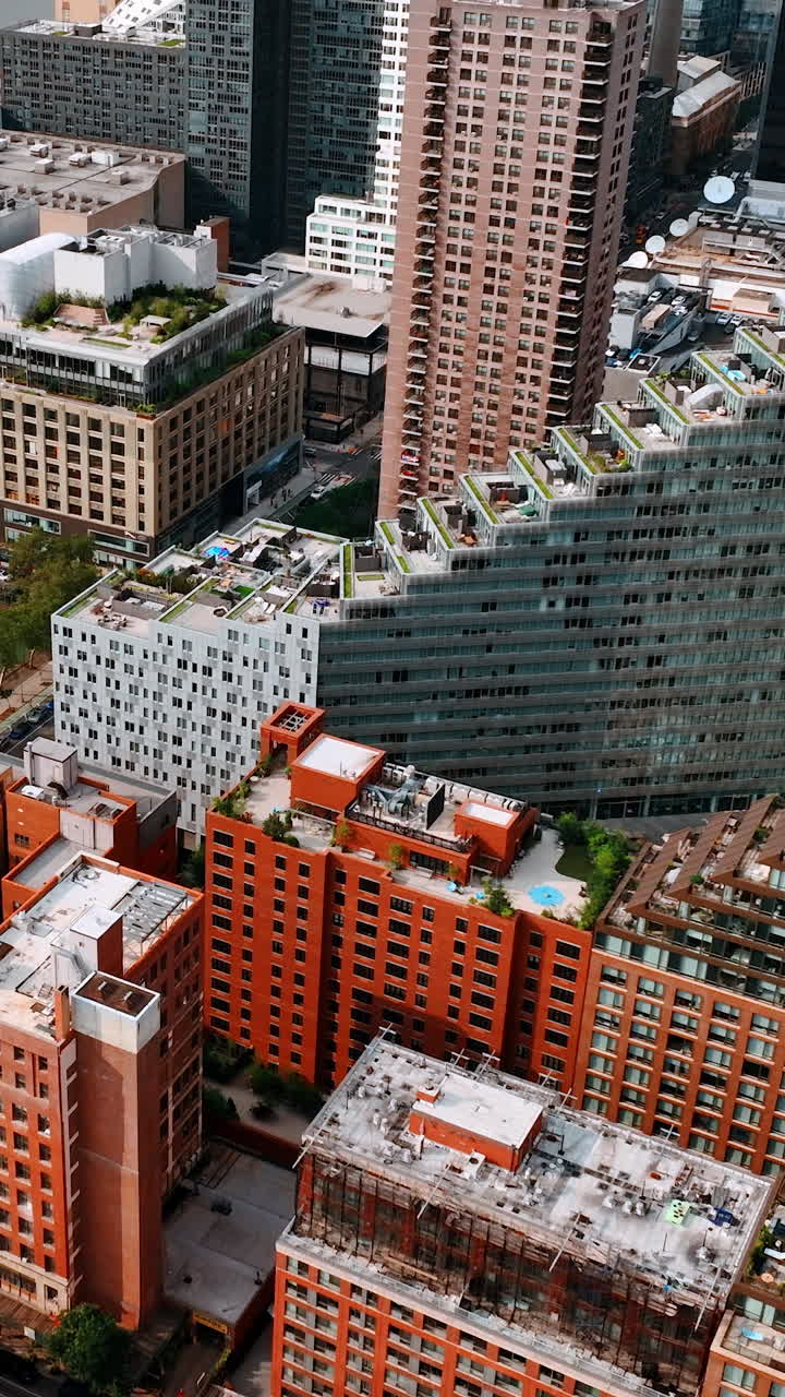 USA building touristic city. American downtown new york aerial view.