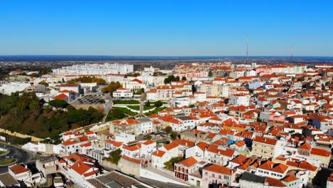 drone shot of palmela, near setubal in portugal