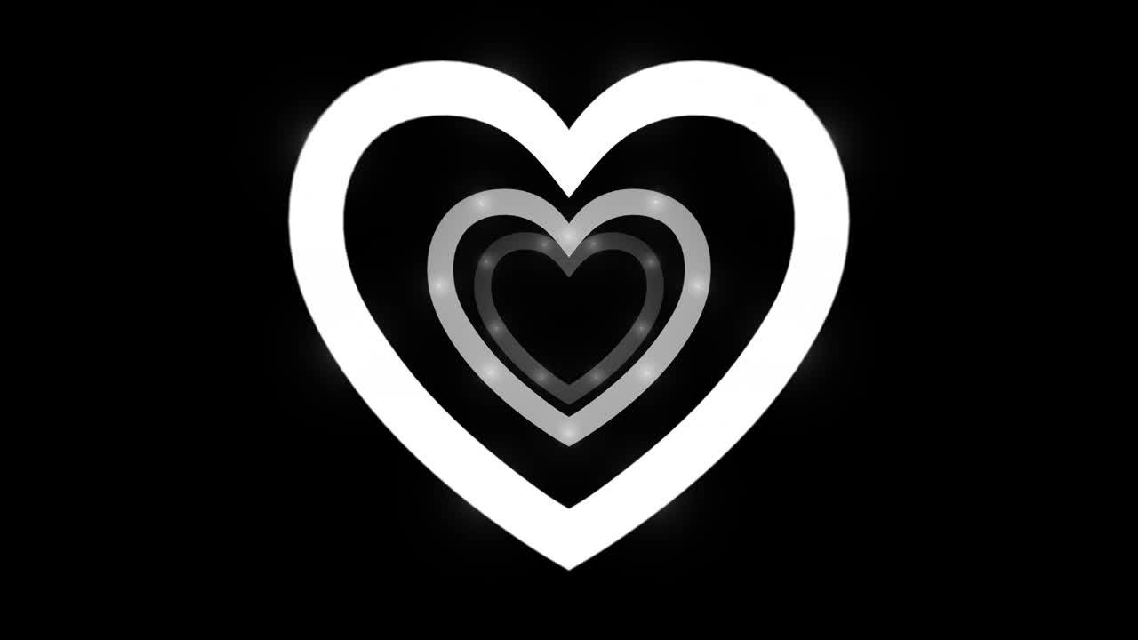 Segno a forma di cuore generato al computer con canale alfa. Loop continuo.