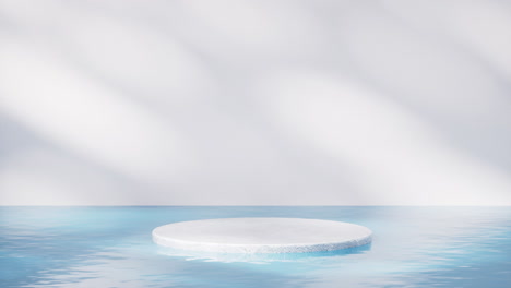escenario de piedra áspera con superficie de agua, renderización en 3d.