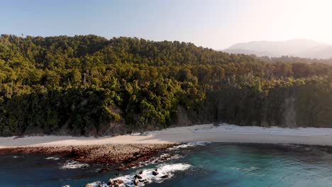 Breathtaking-Monro-Beach-In-New-Zealand-On-The-West-Coast-Of-South-Island---drone-pullback-shot