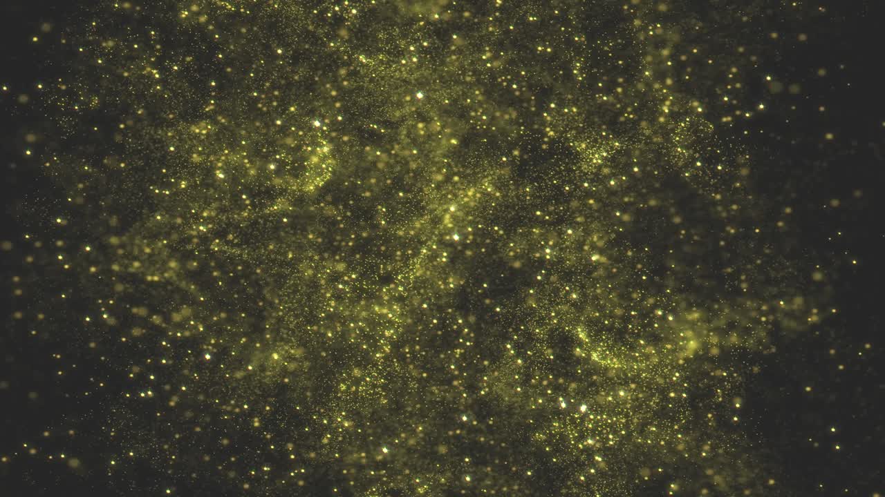 Abstract background of yellow spots moving in black studio. 3d animation