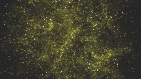 abstract background of yellow spots moving in black studio. 3d animation
