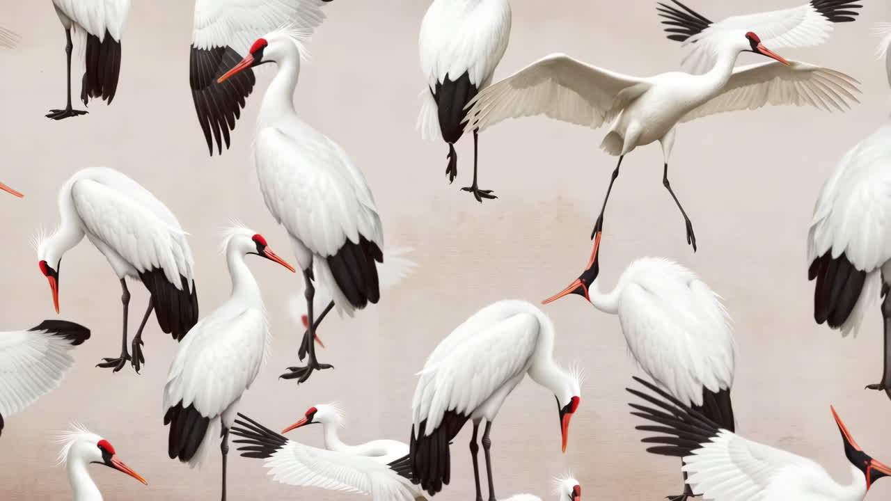 A group of whooping cranes