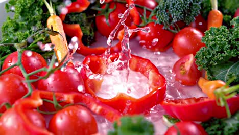 red pepper falling into water