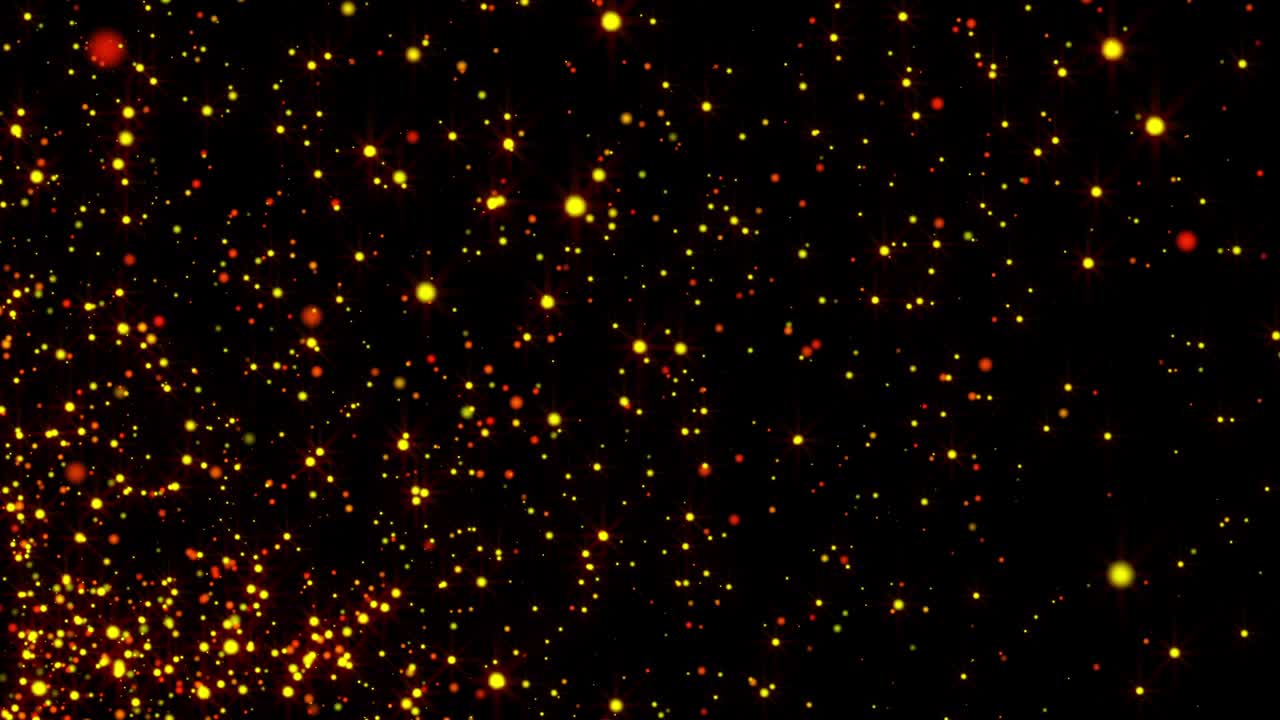 lluvia de oro abstracta con partículas brillantes con llamaradas están en el espacio, fondo brillante moderno, renderización 3d