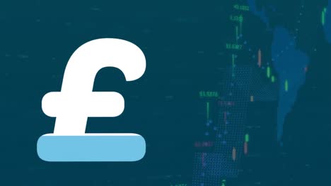 animation of british pound sign over financial data processing