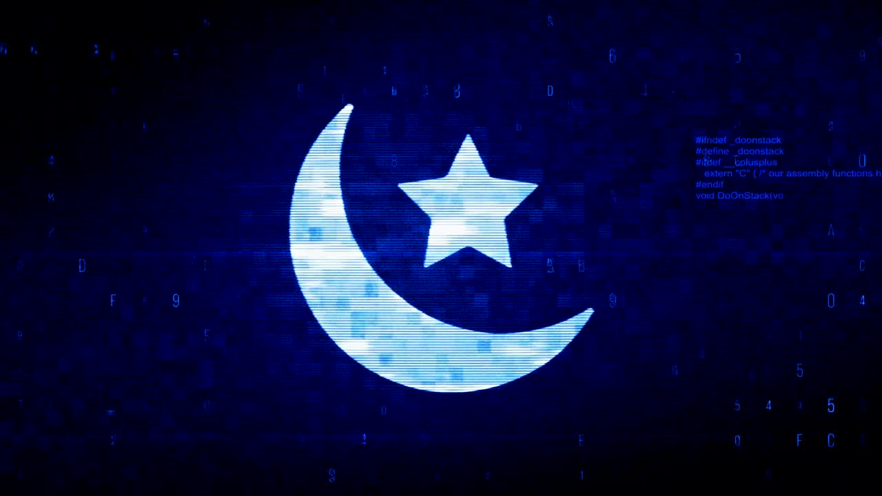 eid símbolo islámico pixel digital ruido error animación.