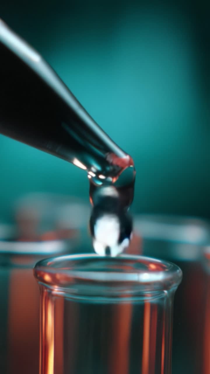 Precision Droplet Deposition: Capturing the Moment of Liquid Transfer from a Pipette to Test Tubes in a Laboratory Setting