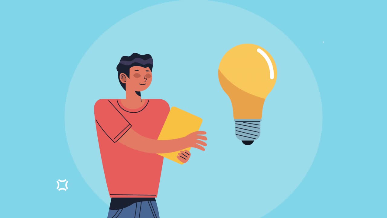 hombre y animación de ideas creativas