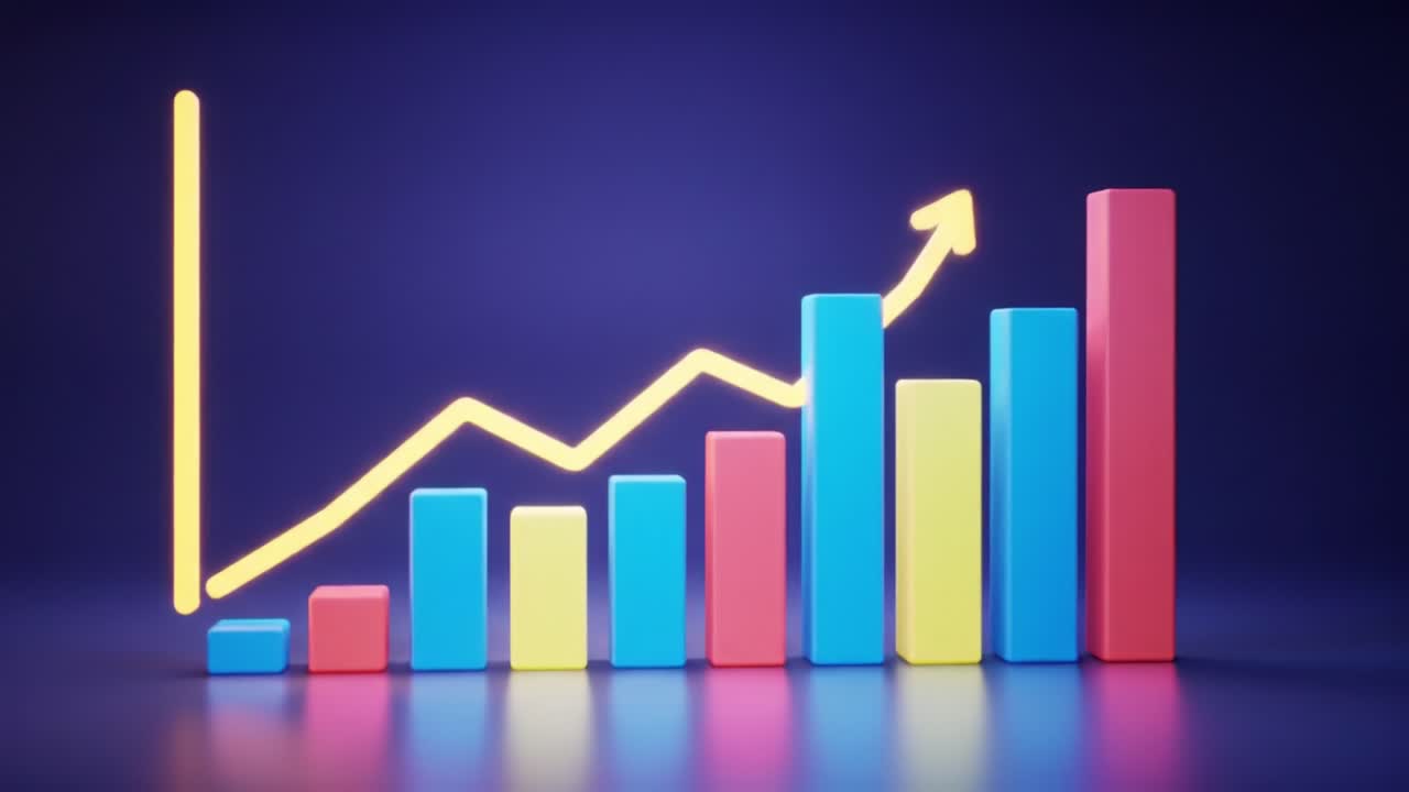 Colorful Growing Bar Chart Illustration