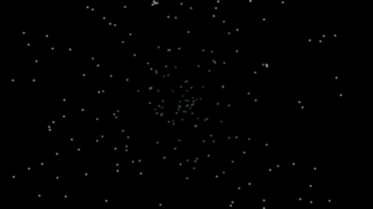 Abstract Animation of Glowing Particles Moving in Dark Space