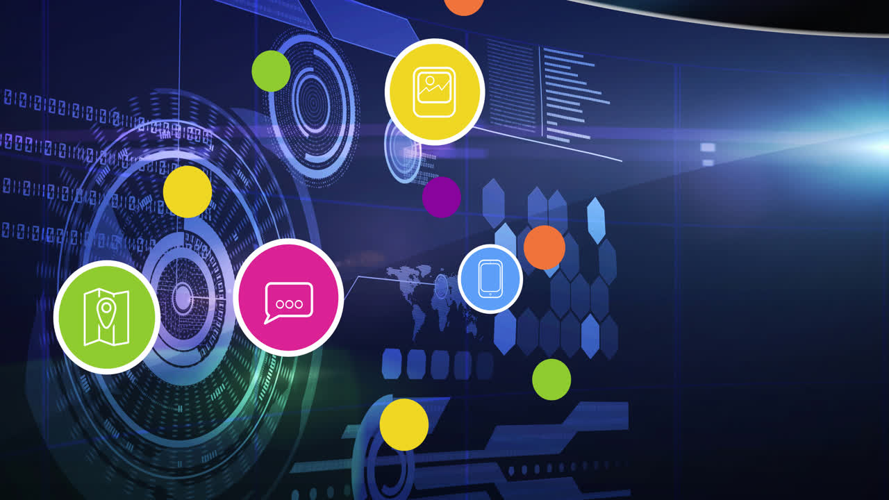 백그라운드에서 데이터 처리를 통해 디지털 아이콘의 애니메이션