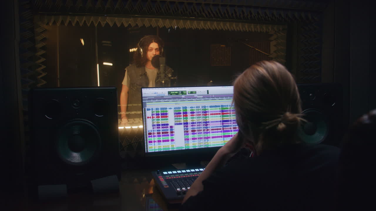 sesión de grabación de música en un estudio