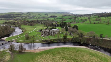 panning drone aerial bolton abbey yorkshire dales uk drone,aerial