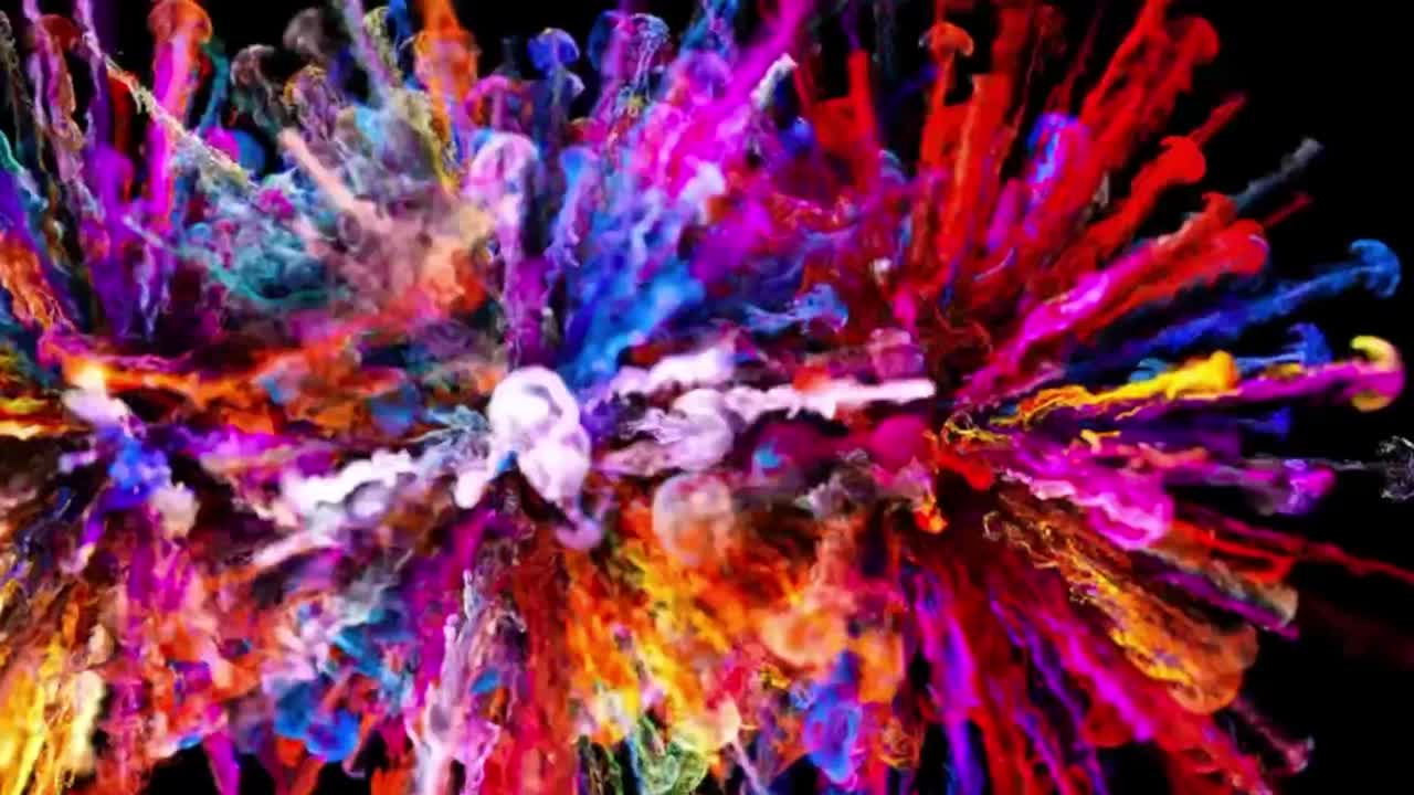 다채로운 스프래싱과 혼합을 근접적으로 볼 수 있습니다.