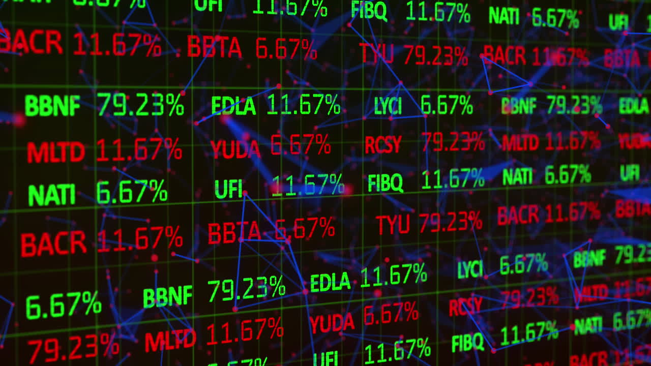 animación del procesamiento de datos financieros a través de conexiones