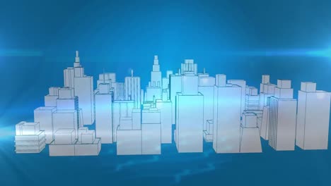 Animation-Von-Lichtpunkten-über-Der-Digitalen-Stadt
