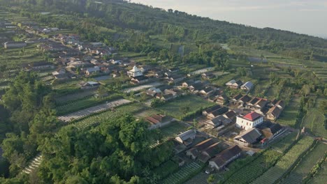 scenic aerial view of stabelan village on the slope of mountain