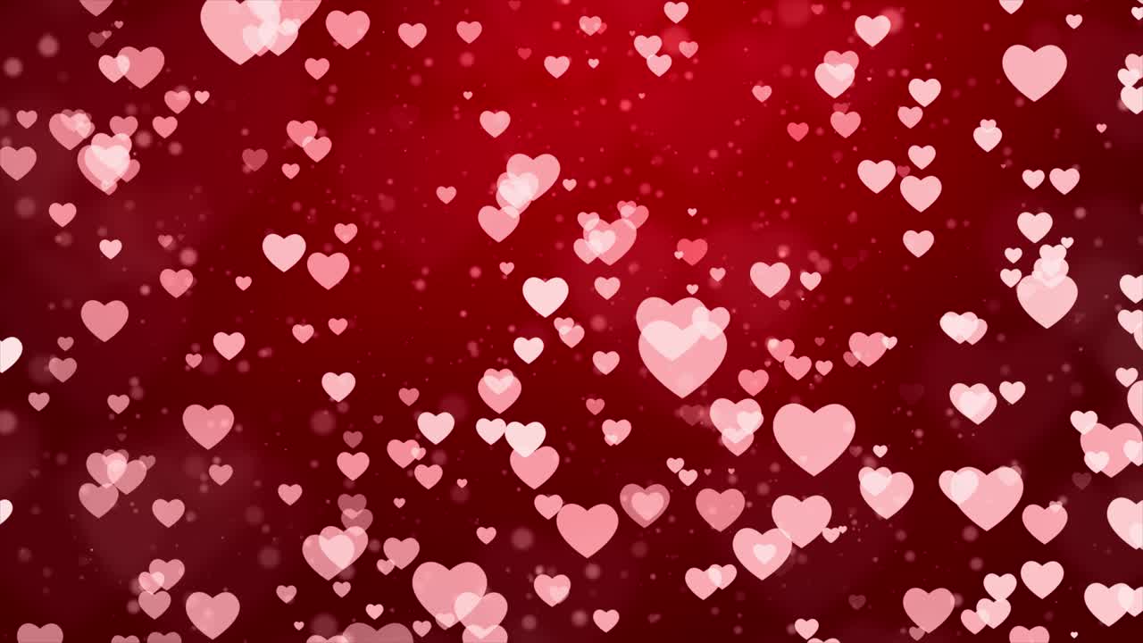 corazones caídos sobre un fondo rojo