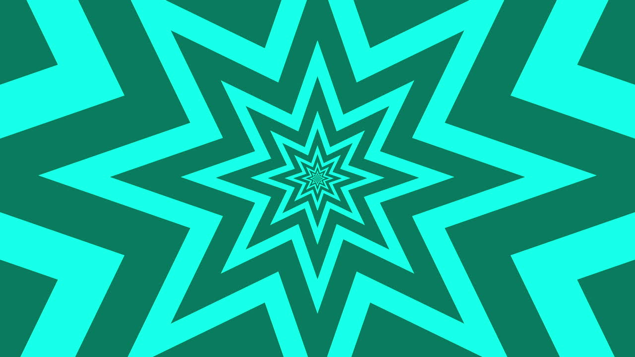 Hypnotic Teal and Green Star Pattern Tunnel Animation
