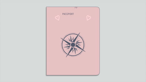 Passport with compass and love hearts