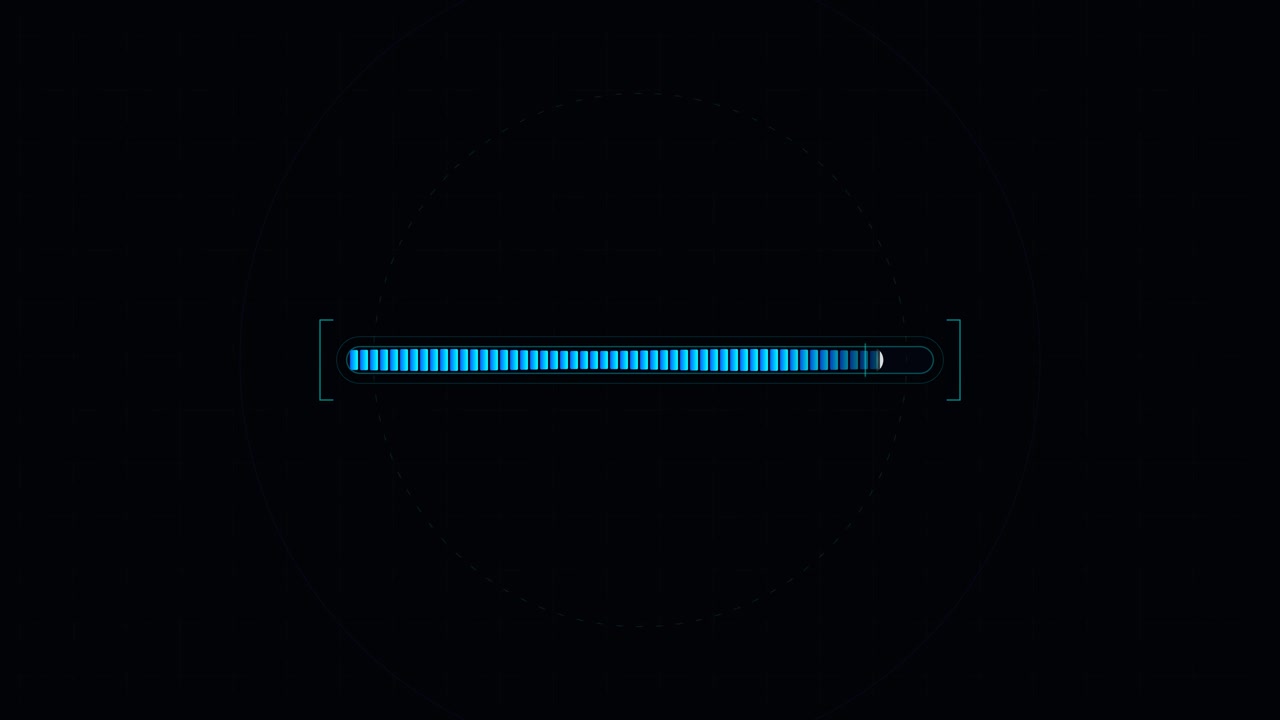 Digital Loading Bar Progressing on Dark Background