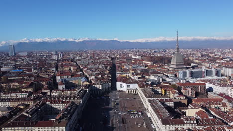 piazza vittorio veneto in turin city and mole antonelliana aerial