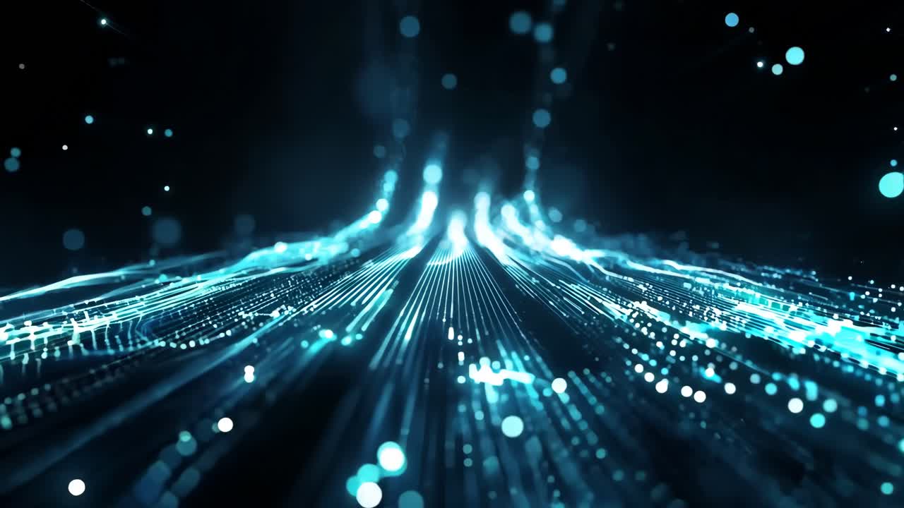 A blue and black background with a lot of lights