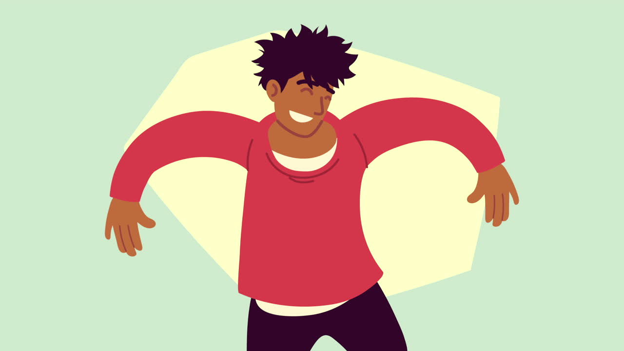 animación de personajes de afro hombre feliz