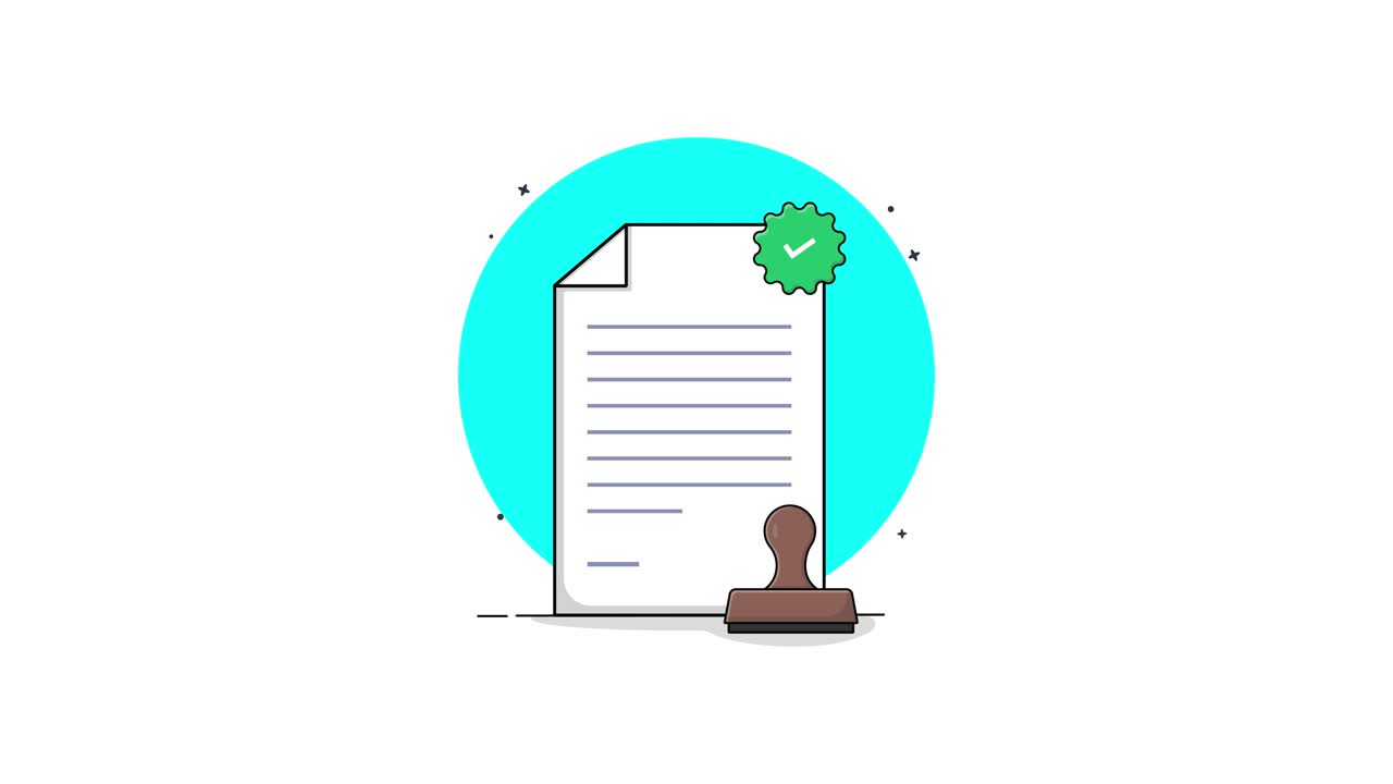 Documento animato timbrato e approvato con spunta