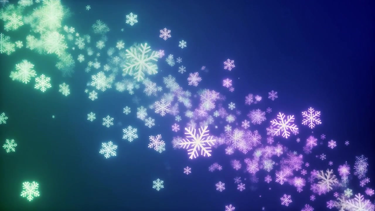 Fundo Abstrato em Movimento com Flocos de Neve Gradientes Brilhantes