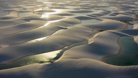 Paradisiac-waves-scenery-of-rainwater-lakes-and-sand-dunes-of-Lencois-Maranhenses-National-Park-Brazil