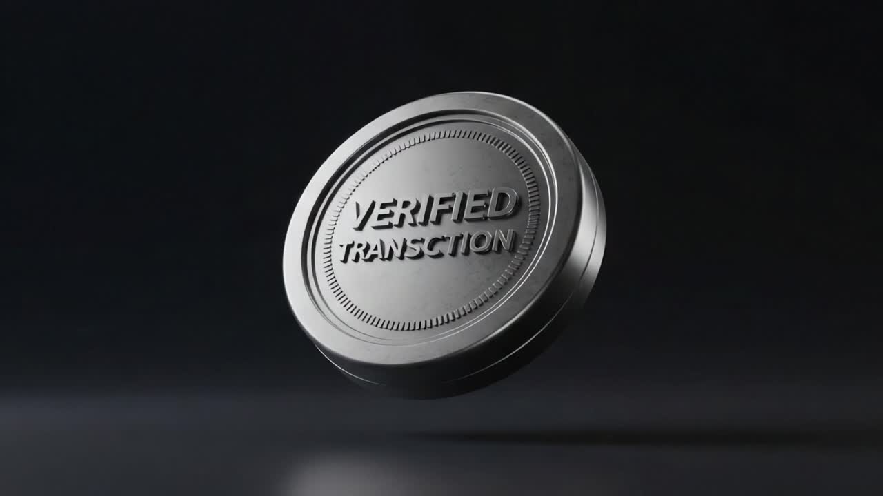 A Close-Up View of a Floating Verified Transaction Coin, Symbolizing Security and Authenticity in Digital Transactions Across Modern Financial Platforms