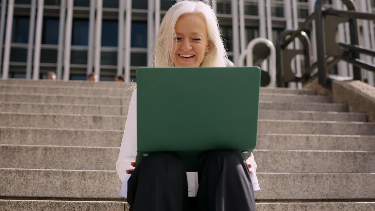 Businesswoman on a Video Call Outdoors