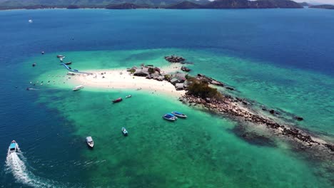 Aerial-view-of-tropical-island-in-high-angle