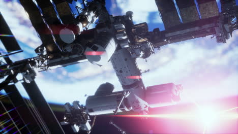 international space station in outer space over the planet earth orbit