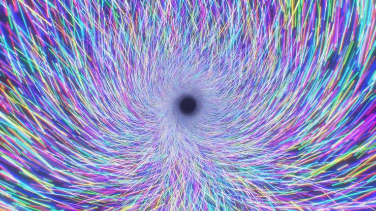 Abstract Tunnel of Neon Fiber Light Glow Strands Flowing Wave Lines - 4K Seamless VJ Loop Motion Background Animation
