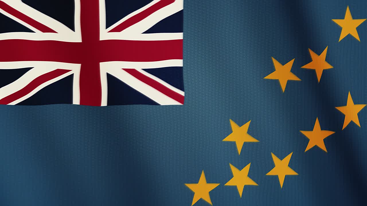 투발루 발을 흔들고 있는 애니메이션. 전체 화면. 국가의 상징