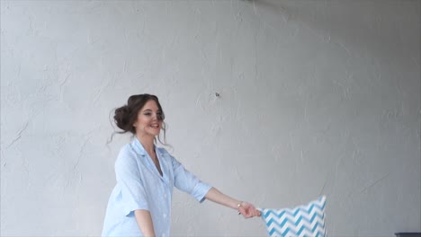 woman in pajamas having fun