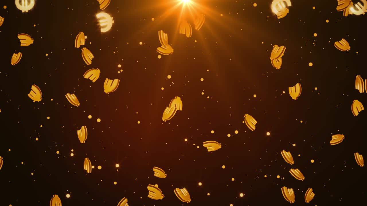 ユーロ ユーロのシンボルが落ちる ループアニメーション ライト