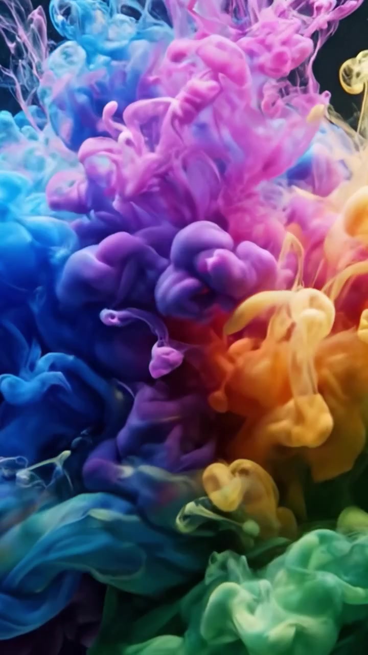 Una trasformazione ipnotizzante di colori vividi in movimento: esplorando la fusione artistica della dinamica dei fluidi all'interno di una vibrante esposizione astratta.