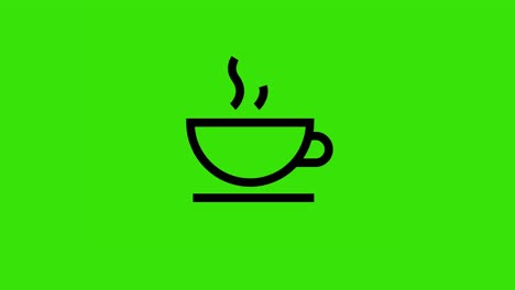 coffee line icon animation on the green screen.chroma key. useful for website, banner, greeting cards.4k