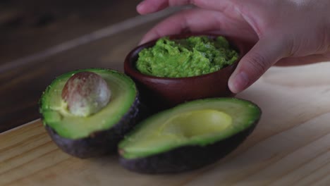 chilean typical avocado food palta chile wooden background selective focus