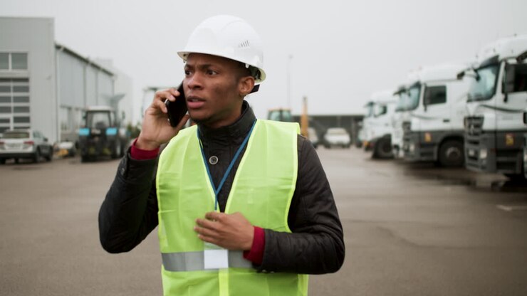 Lavoratore che parla al telefono